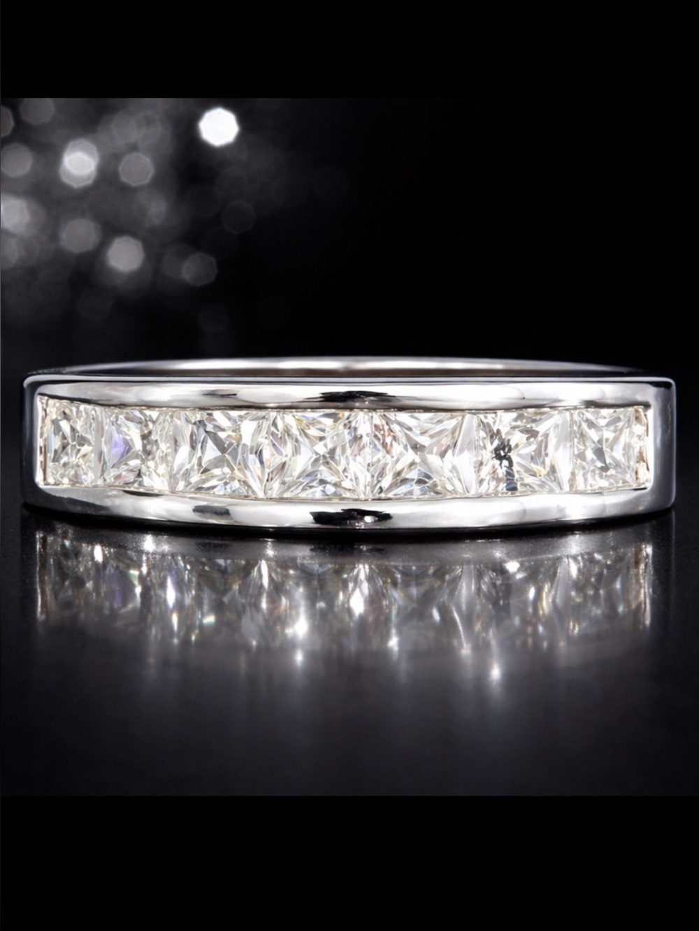 Victoria Wieck vintage CZ Princess cut channel set wedding band ring silver HSN